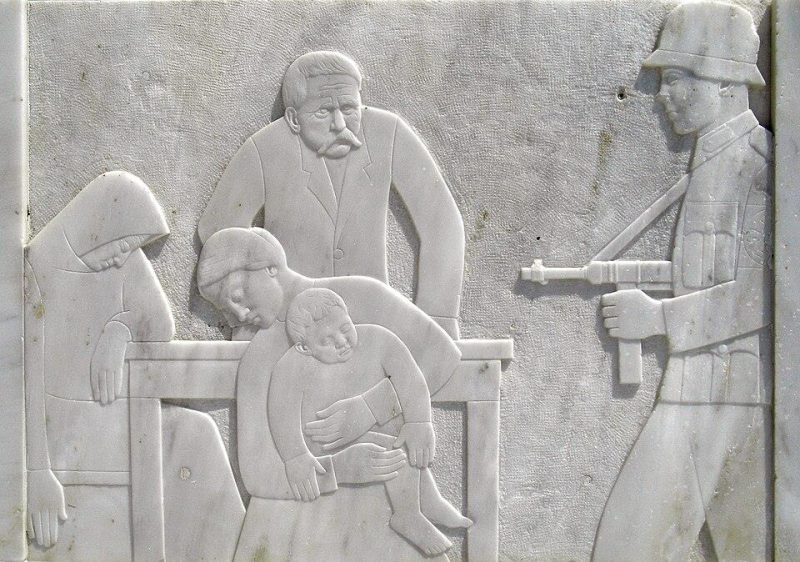 Monument of the massacre of Distomo in Greece, sector of memorial relief